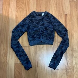 Gymshark Adapt Camo Seamless Long Sleeve Crop Top size Small